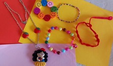 Stock 4 BRACCIALI BIJOUX DONNA CORALLI PERLE CROCHET MODA COLLANA BIANCANEVE