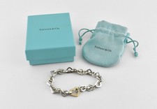 Bracciale Tiffany & Co maglia cuore argento massiccio oro 18 ct, sacchetto e scatola originali