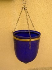 Lampadario in vetro blu
