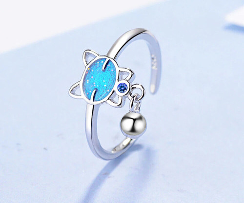 Anello gatto zirconi argentati
