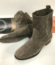 Scarpa stivali tacco basso FRYE CARA 4015 scamosciati legno marrone caviglia donna taglia 10B