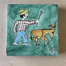 Ceramica mattonella piastrella Dipinta italiana rara Vietri