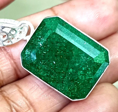 Ciondolo argento 925 smeraldo - argento,