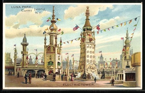Litografia coney island - island,, n.y