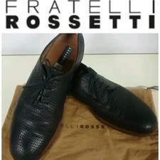 FRATELLI ROSSETTI SCARPE UOMO CLASSICHE STRINGATE PELLE INTRECCIATA BLU n°45