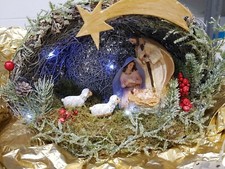 Capanna presepe con luci led a