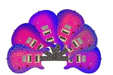 Guitar Wrap Skin Reface Iconic anni 80 Burst 6 Volt Crackle Fucsia Sunrise 1219