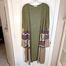 a.gain 1X cardigan made in USA nuovo senza etichette multi stampa tonalità calde maglia morbida pelle di serpente