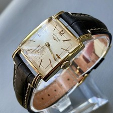 Longines uomo originale vintage anni 50 oro 14k quadrato art deco revisionato in scatola