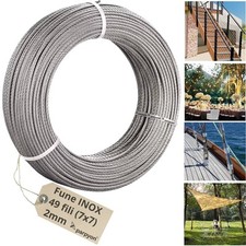 Fune Metallica Cavo Acciaio INOX AISI 316 49F.-D.2mm