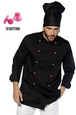 Giacca Cuoco Casacca Chef Uomo Donna Cucina Divisa Cotone da Lavoro manica lunga