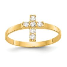 14K Oro Giallo Bianco Croce Cz
