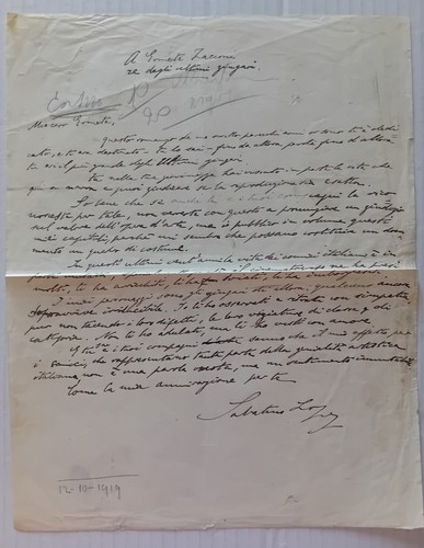 Lettera autografa sabatino - lettera,