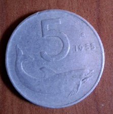 moneta 5 lire italiane 1955