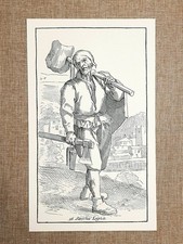 Stecca legna Arti Bologna Tavola di Annibale Carracci del 1646 Costume Ristampa