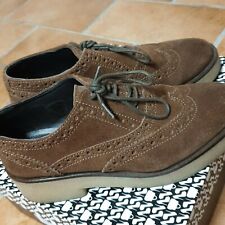 Scarpe stringate donna in camoscio TG. 39 colore marrone con platform usate 