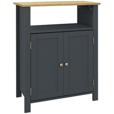 kleankin Mobiletto Bagno a 3 Ripiani 2 Ante in MDF e Truciolato Design Rialzato