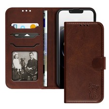 Avizar, Cover Portafoglio per iPhone 16e con Motivo Gatto Felice e Supporto