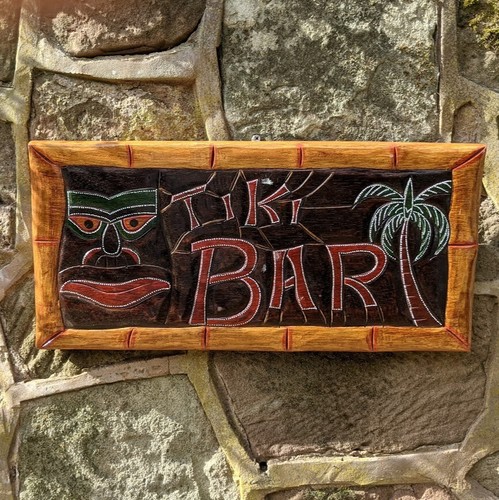 Insegna bar legno tiki - bar,