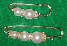 Lotto 2 SPILLE❗da balia FIBBIE sicurezza FERMAGLI sciarpa PERLE perline 4/6 cm❗️