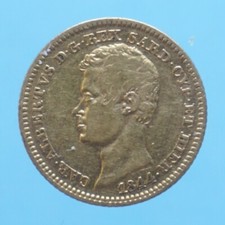 CARLO ALBERTO 10 LIRE 1844 GENOVA ORO GOLD COIN BB CURRENCY COLLEZIONE