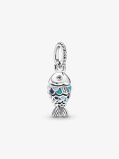 Charm Pandora Pesce Blu Pendente 799428C01 Ciondolo Smalto Zirconi