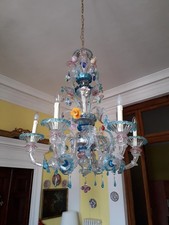 Lampadario 6 luci vetro soffiato di Murano XX sec.