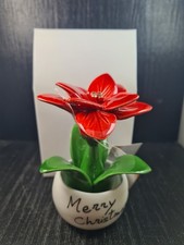 piantina ceramica stella di natale con frase h 13 x 9 con astuccio made in italy