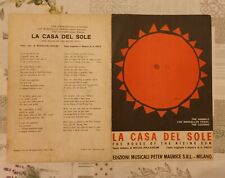 (a1) SPARTITO THE ANIMALS LOS MARCELLOS FERIAL COUSINS "LA CASA DEL SOLE" 1965