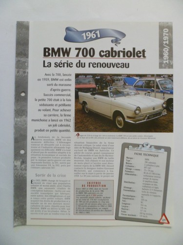 Carte fiche auto bmw 700 - carte,