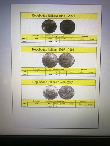 Inventario monete repubblica - inventario,