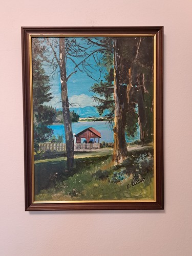 Quadro paesaggio lago - paesaggio,