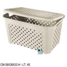 CESTA PORTABIANCHERIA ARIANNA ANGORA CON COPERCHIO LT. 45 TRAFORATO MULTIUSO
