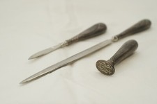 VINTAGE tedesco 800 ARGENTO SCRIVANIA PENNA APRI LETTERE TIMBRO BLOTTER SET SIGILLO ACIER