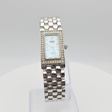 Orologio Vintage GRUEN Donna Madreperla Cristallo Accento Tono Argento 7" Batteria Nuova