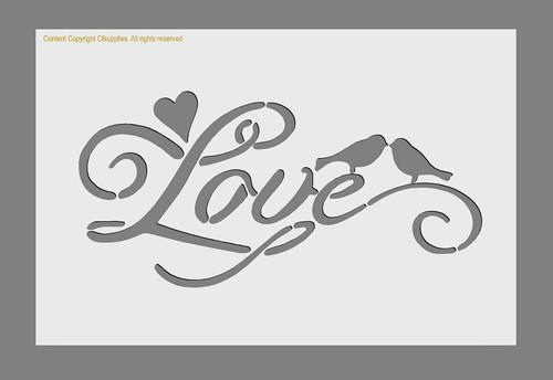 Mylar stencil love birds - 'love, birds'