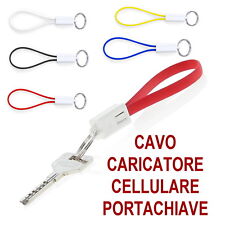 CAVO CARICA RICARICA MICRO USB Portachiavi CAVO DATI CAVETTO SAMSUNG HUAWEI BLU