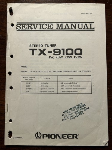 Pioneer 9100 sintonizzatore - tx-9100,
