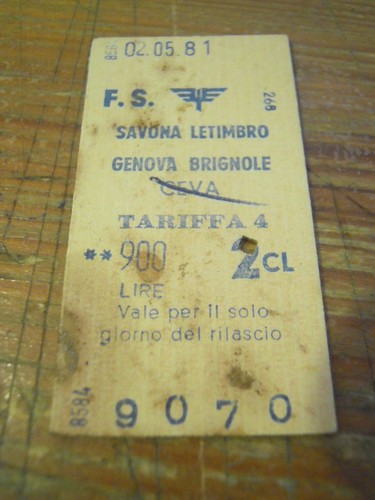 Biglietto treno cartonato 1981 - treno,