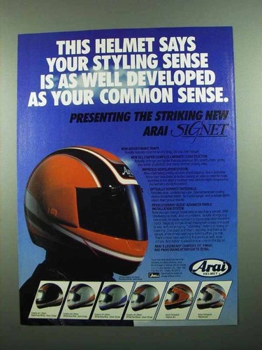 Pubblicità casco arai 1989 - casco,