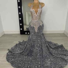 Luxury Silver Long Prom Dress