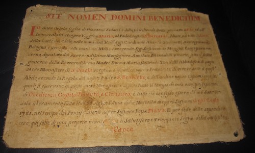 1781 manoscritto suora - 1781,