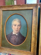 Ritratto  Olio Su Zinco Antico