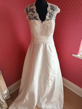 Abito da sposa senza maniche in pizzo Illusion Back - taglia 14 - nuovo con etichette 