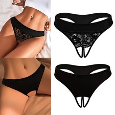 Slip perizoma donna nero foro