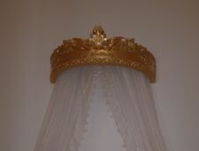 BALDACCHINO IN LEGNO FOGLIA ORO CON CRISTALLI ARREDO CASA CAMERA DA LETTO