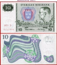 SVEZIA 10 CORONE 1975 P 52c UNC spedizione gratuita da 100$