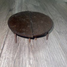Casa delle bambole vintage marrone scuro tavolo rotondo fatto a mano