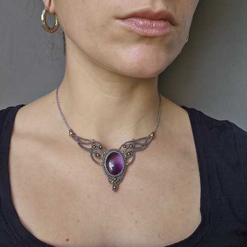 Collana macramè con - collana,