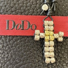 Dodo Pomellato Collana Croce Granelli Argento E Oro Giallo 18kt FuoriProduzione